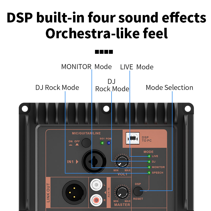 MD1200C Professionelle Subwoofer Line Array Lautsprecher Stereo Audio Schaltung Digital Power Dsp Bord Verstärker Für Outdoor Mobile Bluetooth