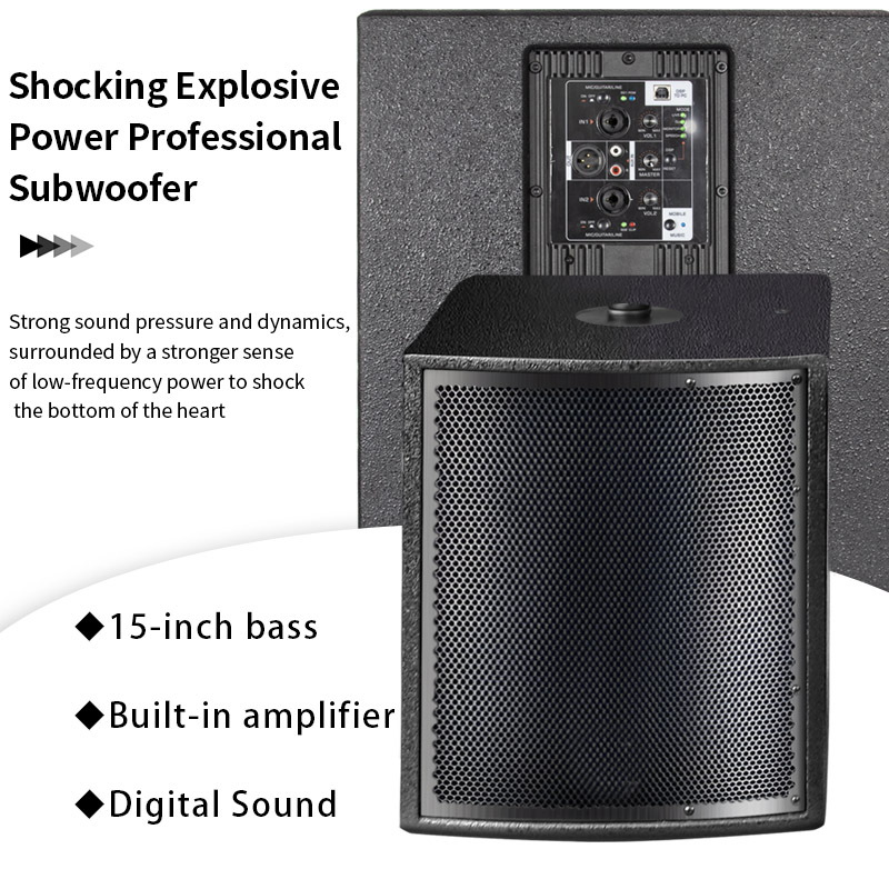 L115A DJ-Lautsprecher mit Stromversorgung, Tonsäulenlautsprecher, professioneller 15-Zoll-Lautsprechersystem-Bass-Subwoofer