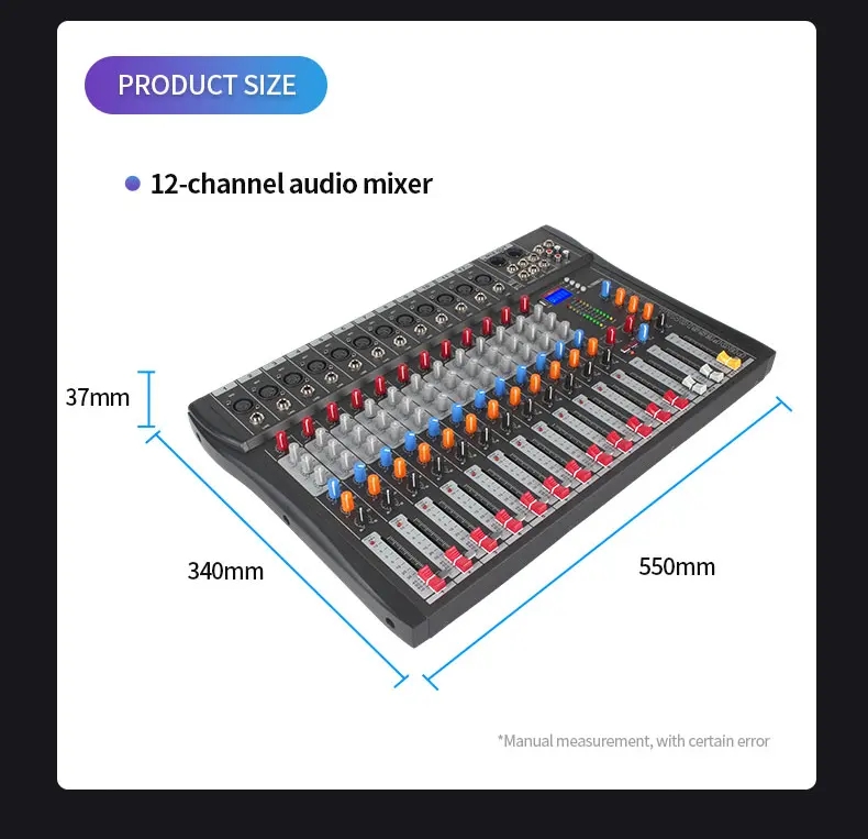 Heißer Verkauf 12 Kanal DJ Mixer Konsole Audio Mixer Verbinden Power Verstärker Audio Soundkarten Mit USB Computer