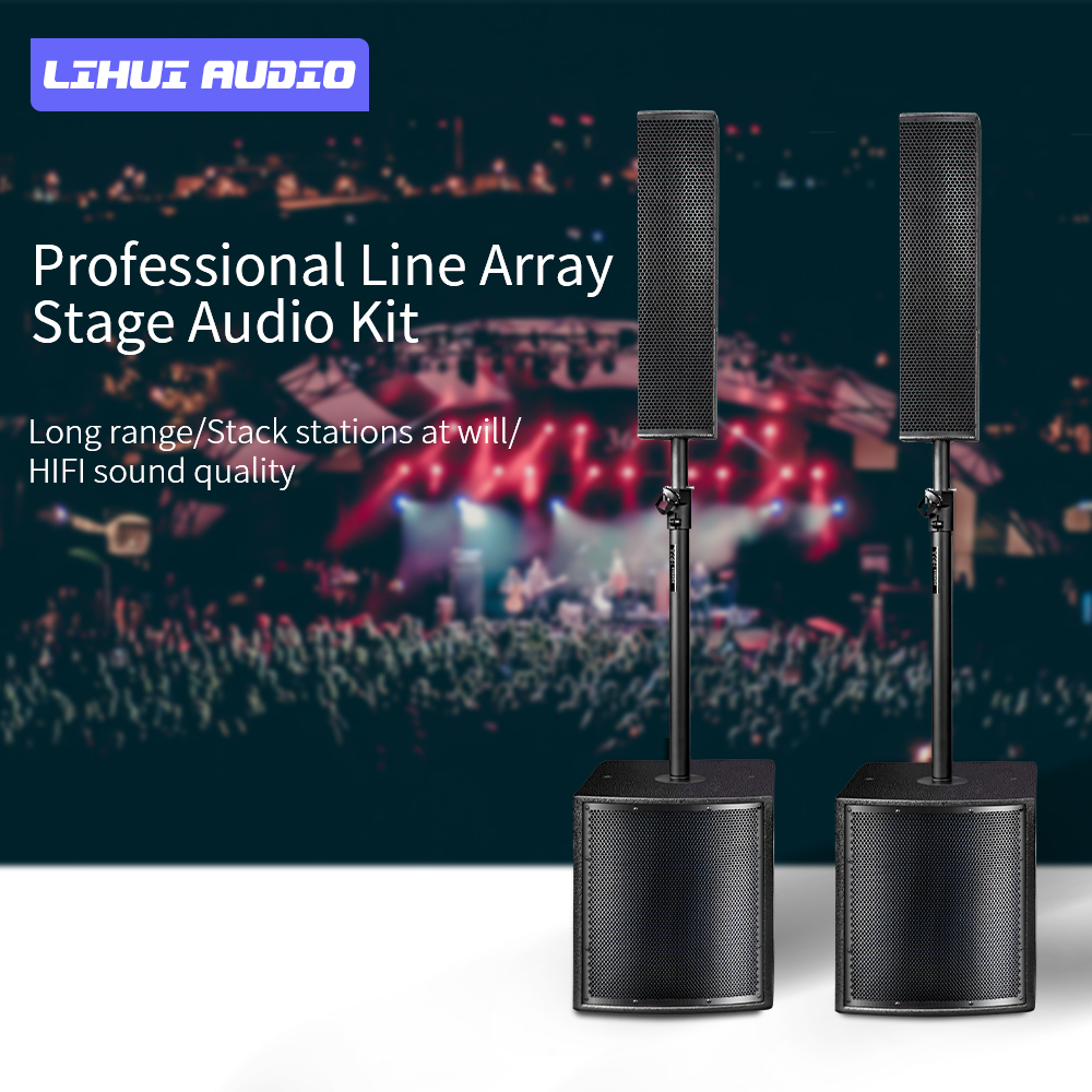 Lihui Audio Niedrige Preise Hervorragende Klangqualität 1000 W DSP Aktiver 110 V ~ 240 V Subwoofer Säulenlautsprecher Line Array PA-System für die Bühne